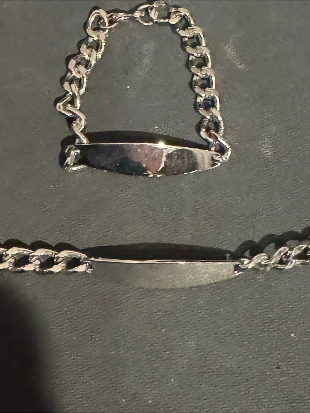 Sterling-Look Silver ID Plate Bracelet Set